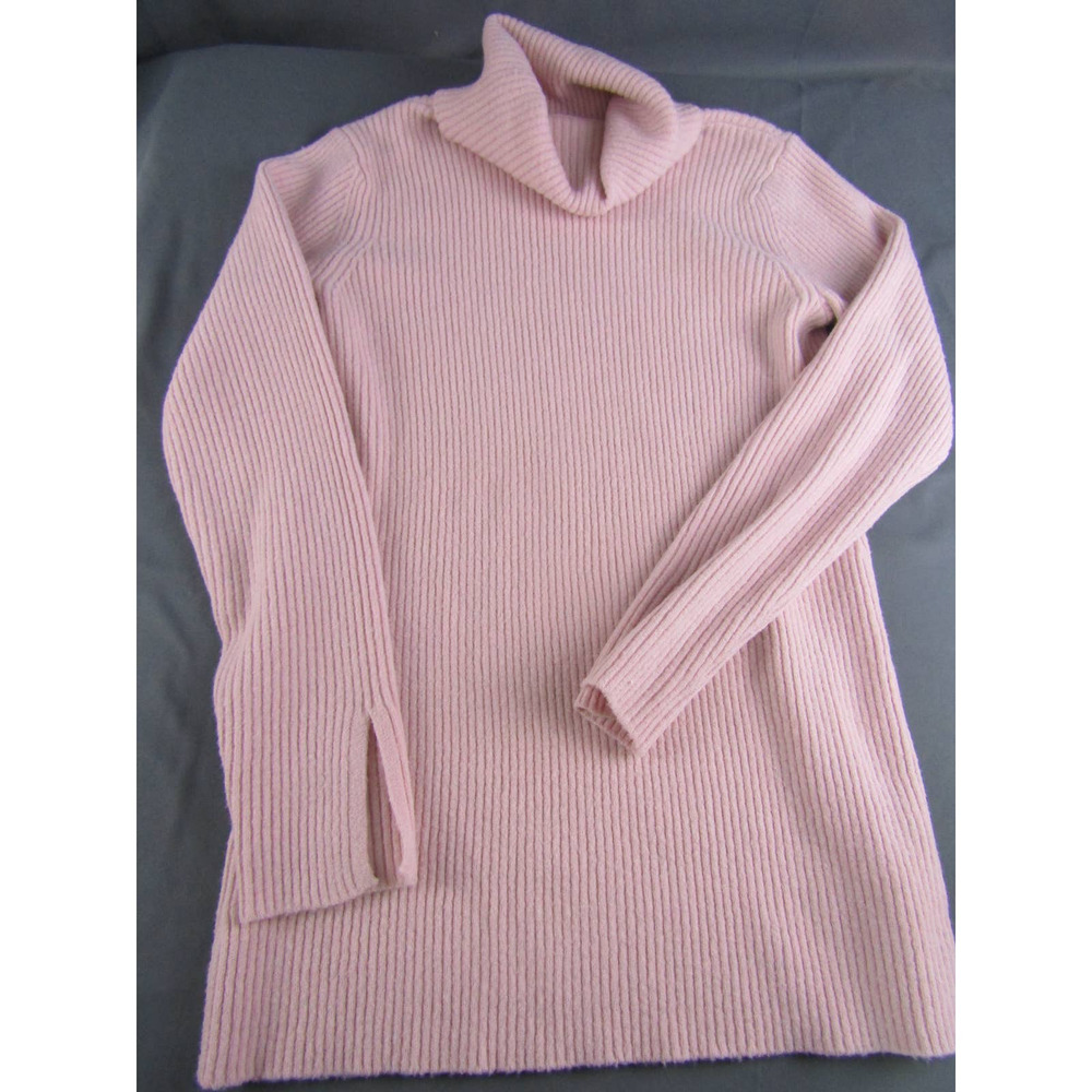 Pink Ribbed Turtleneck Sweater